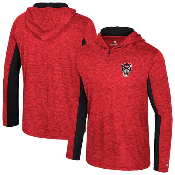 Men's Colosseum Red NC State Wolfpack Always Sunny Quarter-Zip Hoodie