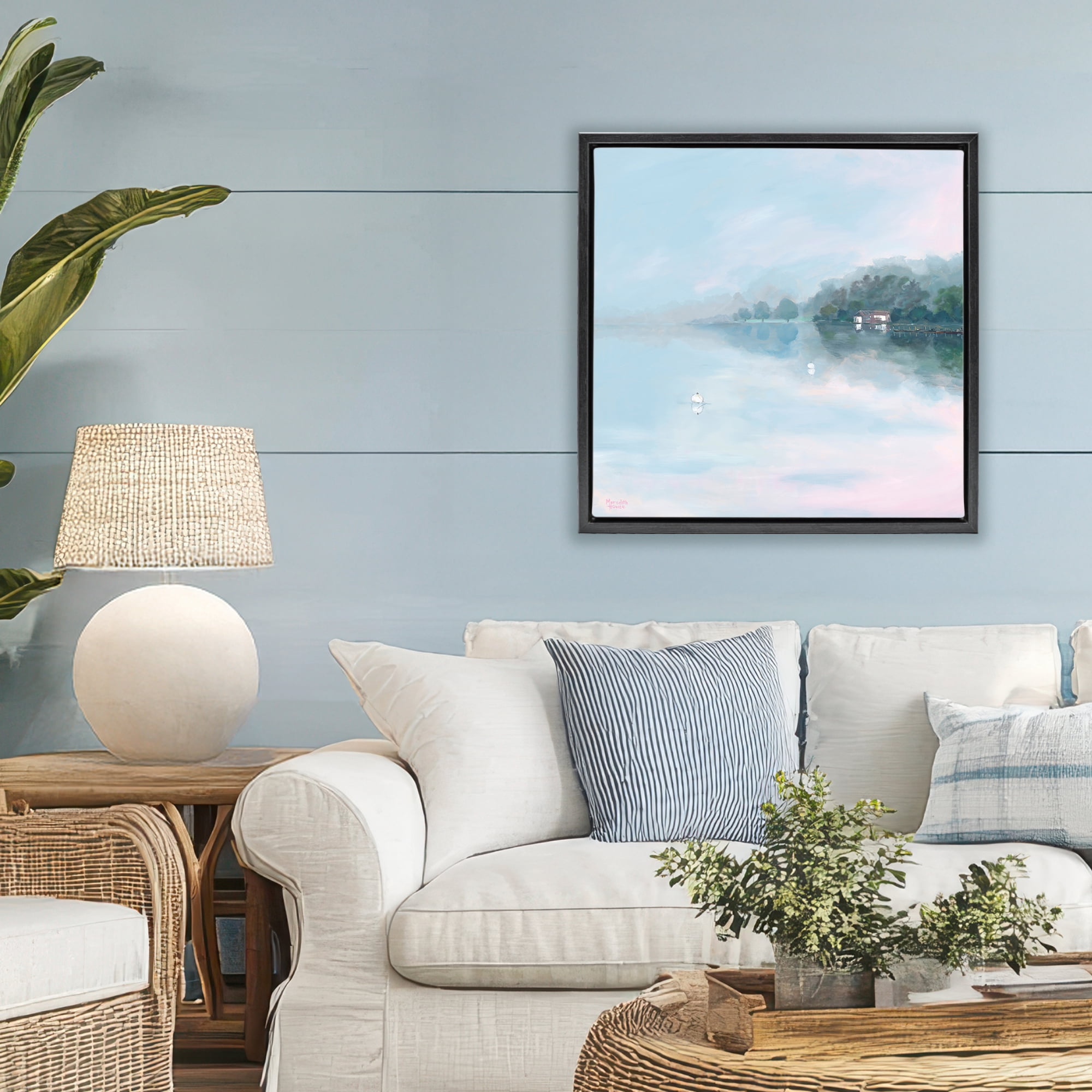 Stupell Industries Morning at Lake Windermere Black Framed Floater Canvas Wall Art, design by Meredith Howse