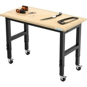 LARBANKE 48＂Adjustable Garage Workbench with Power Outlet,Heavy Duty 2000 Lbs Load Capacity Hardwood Workbench