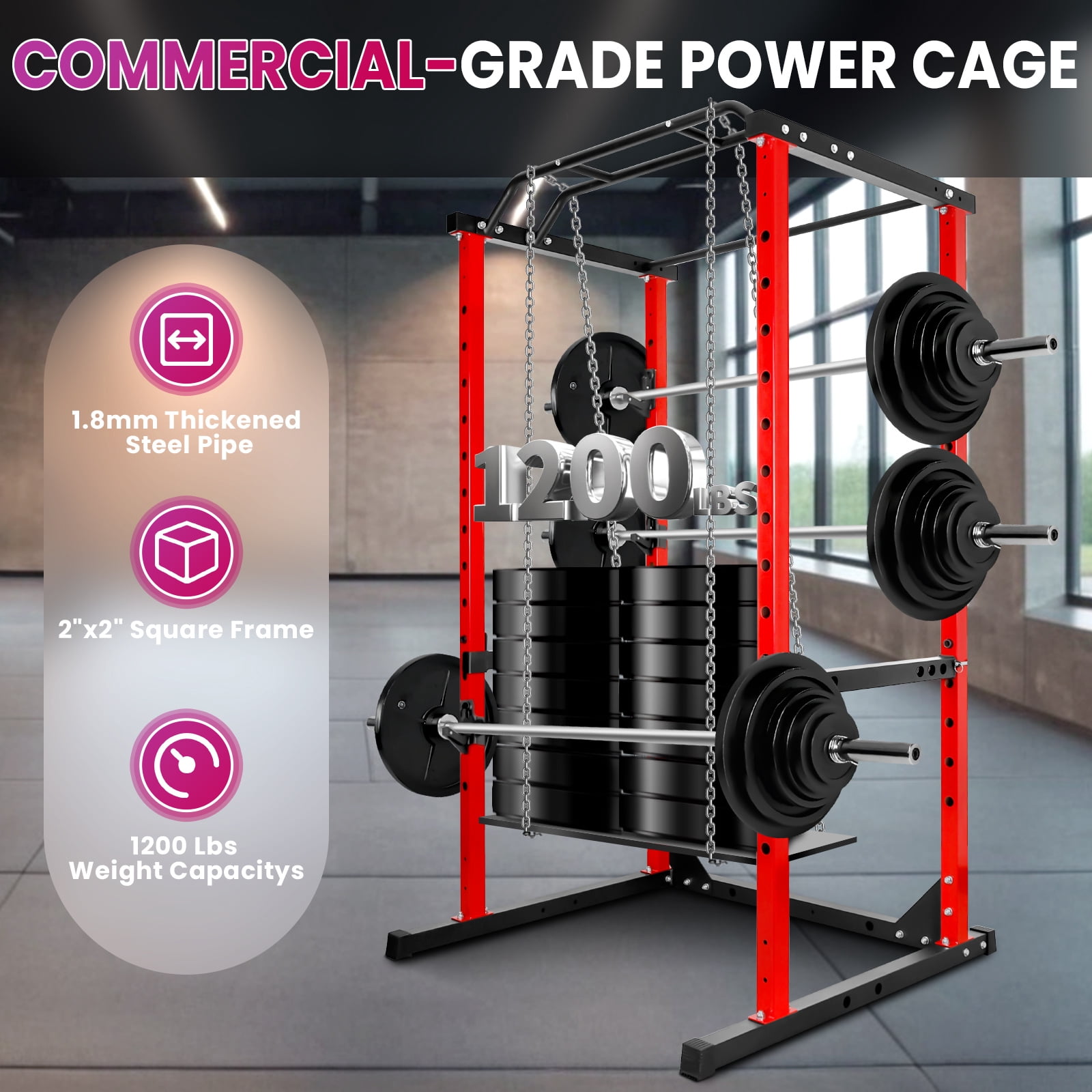 Multi-Function Squat Rack Stand, Adjustable Barbell Rack, Wide & Narrow Pull-Up Bar Dumbbell Racks for Home Gym Workouts