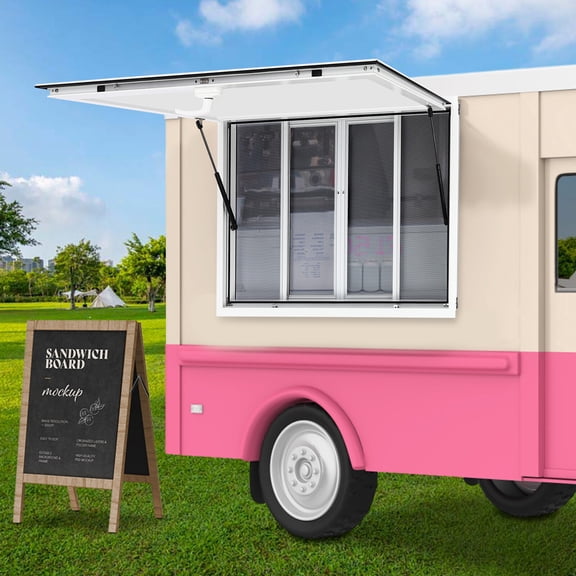 48"L x 30"W Concession Stand Serving Window Food Truck Service Awning w/ Hooks for Food Trucks, Motor Homes, Concession Stands