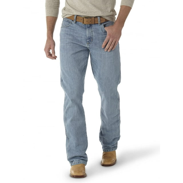 Bota Jean Wrangler para hombre, estilo retro, corte holgado, con escudo