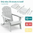thumbnail image 2 of Hidpriva Outdoor Folding Adirondack Chair with Cup Holder, HDPE Weather Resistant Fire Pit Chair, White(Set of 2), 2 of 7