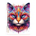 thumbnail image 2 of Cat Head Colorful Painting Ring Binder Notebook Journey Note Diary College Ruled Spiral Notebook Study Loose Leaf Paper A5 60 Pages, 2 of 8