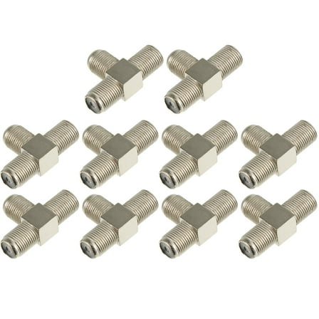 BESTOYARD 10Pcs F Type Coax Splitter 3 Way Zinc Alloy Cable Splitter for TV Signal Distribution