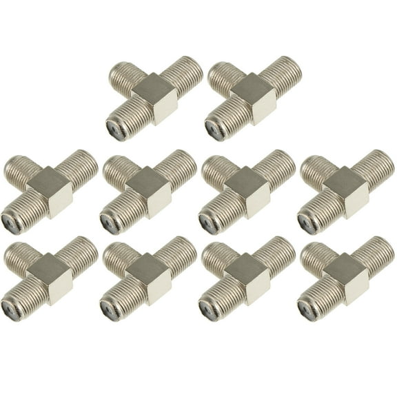 BESTOYARD 10Pcs F Type Coax Splitter 3 Way Zinc Alloy Cable Splitter for TV Signal Distribution