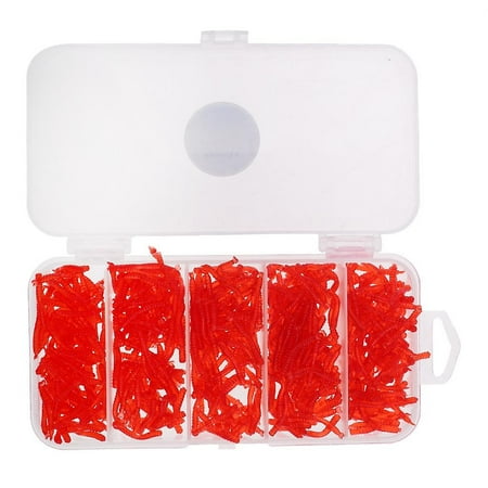 500pcs Soft Earthworm Fishing Bait Worm Lures Hooks Baits Red