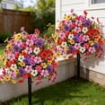 thumbnail image 5 of 23" Artificial Topiary Ball Trees with Flowers and Ground Spikes, Realistic Artificial Colorful Bushes for Garden  Pathway Yard Lawn, 5 of 7