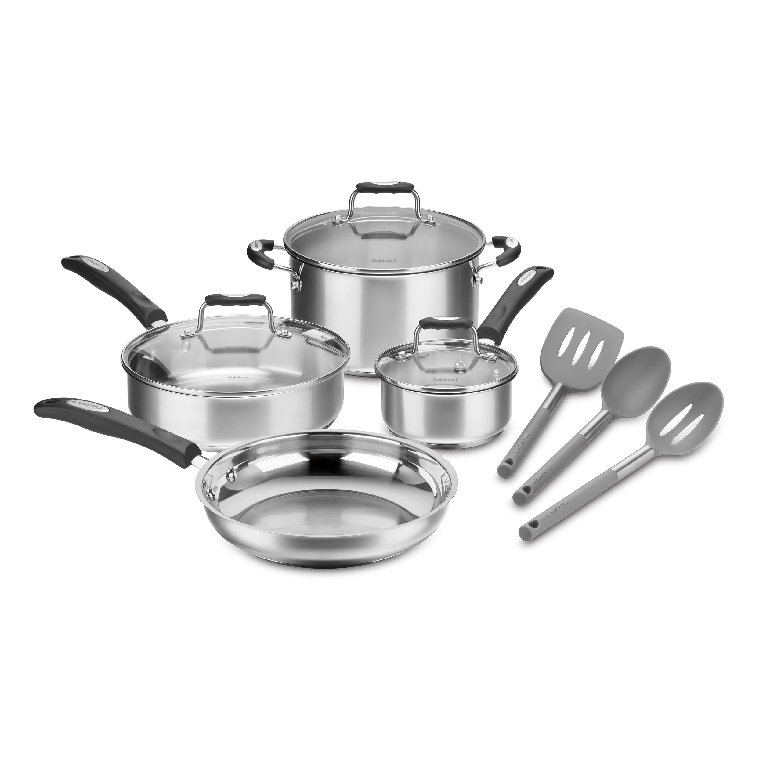 Cuisinart 10 Piece Stainless Steel Cookware Set, Gray Tools - Walmart Cuisinart Stainless Steel Cooking Utensils