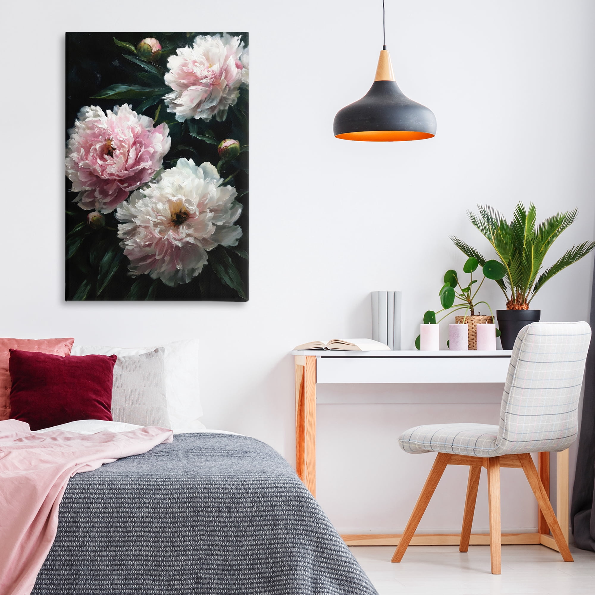Stupell Industries Soft Pink Peony Garden Canvas Wall Art, design by Petal Prints Design