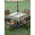 thumbnail image 3 of Outdoor Tablecloth with Umbrella Hole and Zipper, Boho Geometric Square Table Cloth 60x60 Inch Waterproof Tablecloth, Simple Farmhouse Nation Abstract Motifs Picnic Table Cover for Patio Camping, 3 of 7