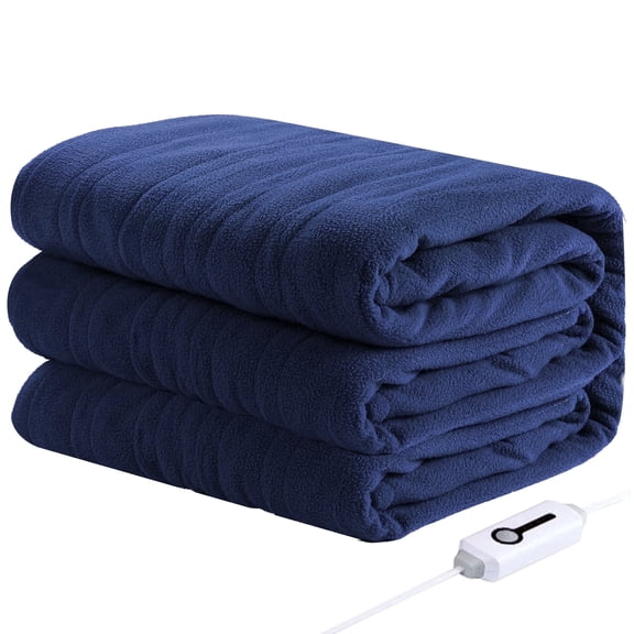 SUNNY HEAT Electric Heated Blanket 72"x84" Full Size Warm for Whole Body, 4 Heating Levels and 10 Hours Auto-off Overheating Protection - Midnight Blue
