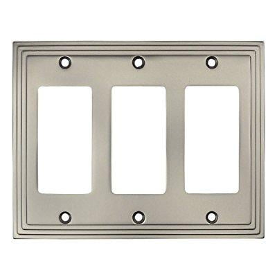 Gfi Out Cover Cosmas 25084-SN Satin Nickel Triple GFI / Decora Rocker Wall Switch Plate Switchplate Cover ()