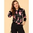 thumbnail image 2 of Dde San Patricio ChaqueDe Bombardero Floral LigeCon CremalleY Cuello Alto PaMujer Negro roM, 2 of 6