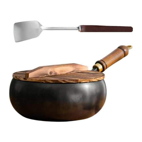 DOLITY Nonstick Wok Stir Fry Pan Manual Forging Iron Pan Uncoated Pans Chinese Wok Wok Pan for Kitchen Restaurant Home Hotel General