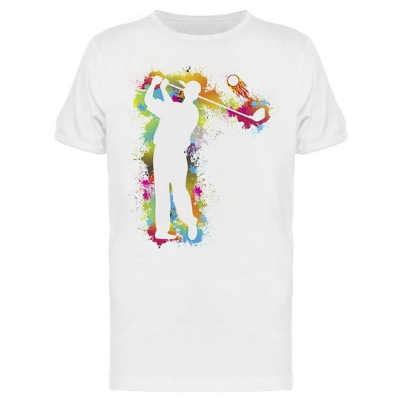 Colorful Silohuette, Golf Player T-Shirt Men -Image by Shutterstock, Male x-Large