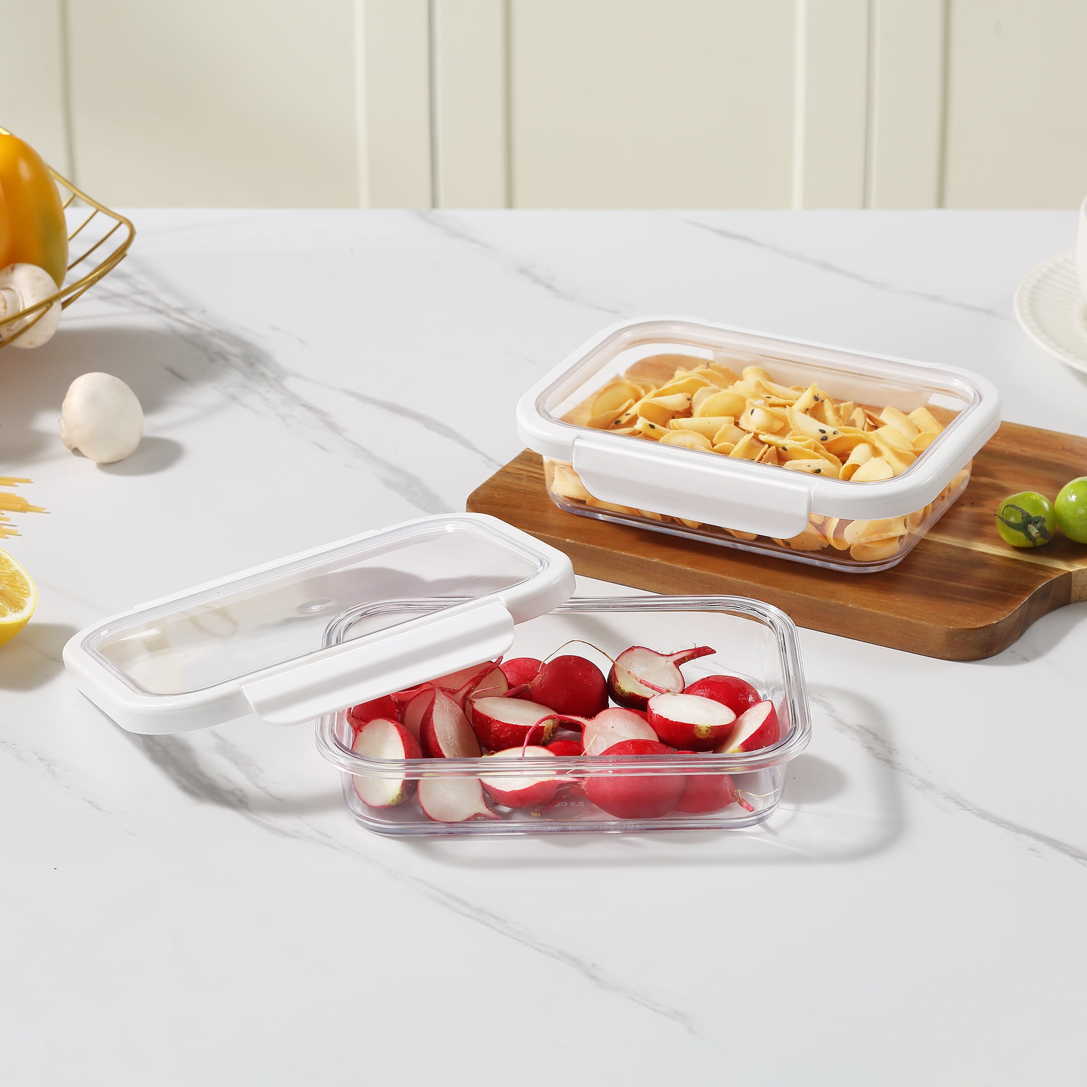 Better Homes & Gardens Tritan Food Storage Containers, 2.3 Cup, Rectangle, with Tritan Lids, Set of 2, 4 Pieces