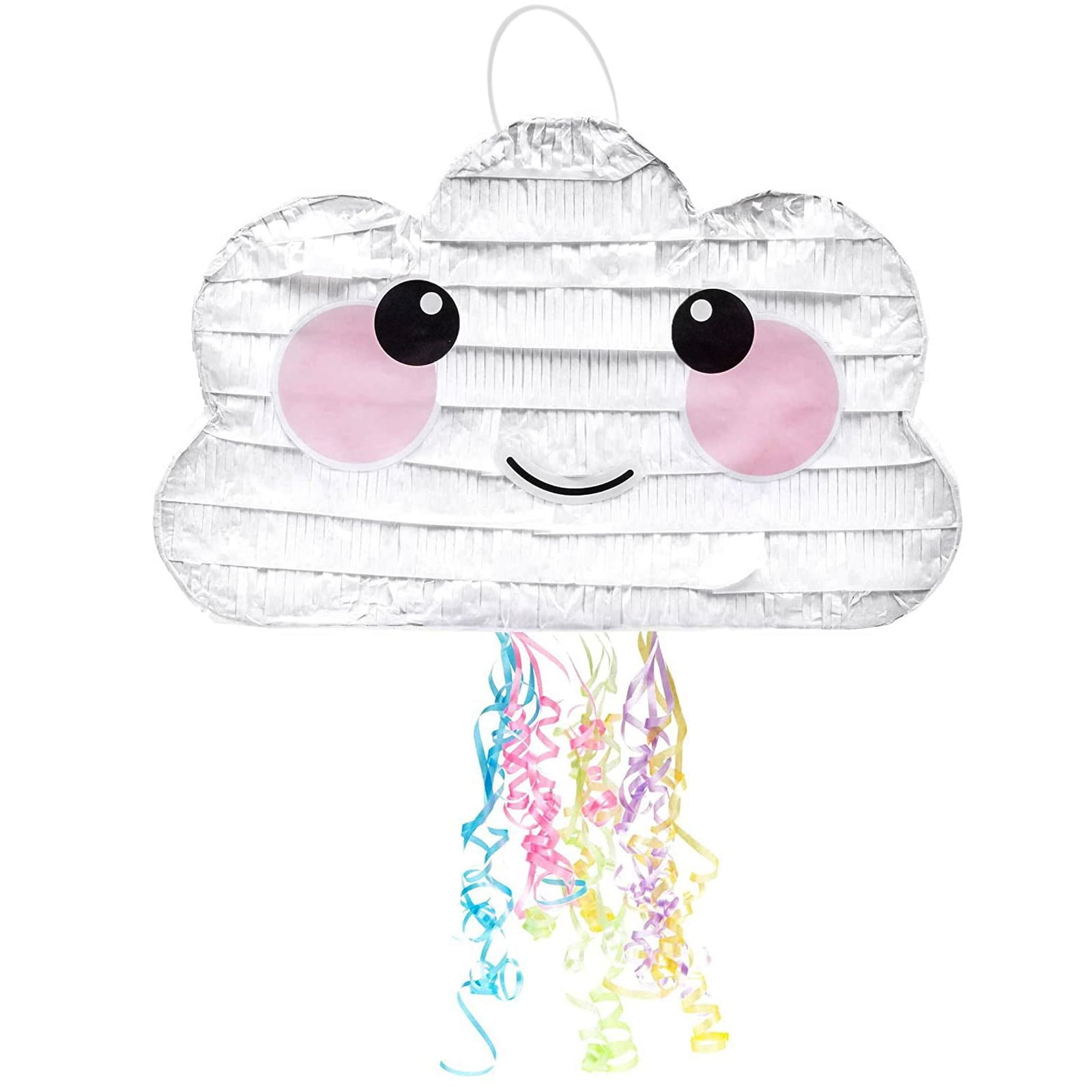 Small Cloud Pull String Pinata for Kids Sky Birthday, Baby Shower, Gender Reveal Party Supplies Decorations, 17 x 11 x 3 in