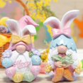 thumbnail image 2 of Juego de 2 gnomos Hodao con orejas de conejo para decoración de Pascua, color blanco, 2 of 7