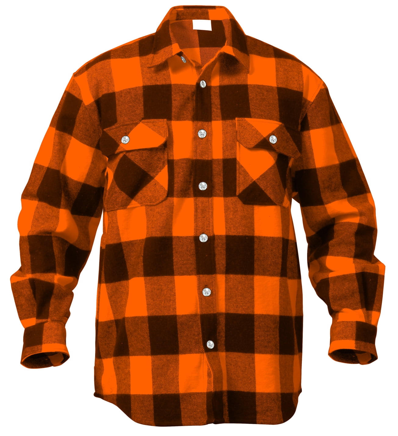 Rothco Extra Heavyweight Buffalo Plaid Flannel Shirt, Orange Plaid