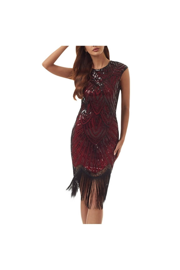 Women Sequin Fringe Tassel Evening Gowns V Neck Dress Sleeveless Suspenders Dress Party Prom Cocktail Homecoming Concert Dress