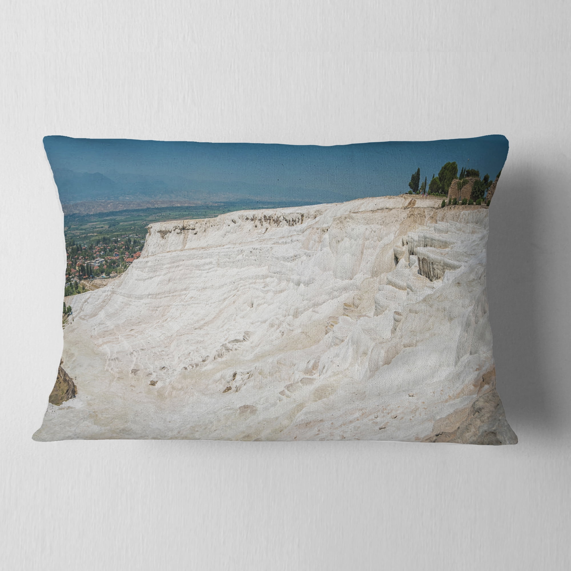 Designart 12" x 20" Blue Polyester Throw Pillow