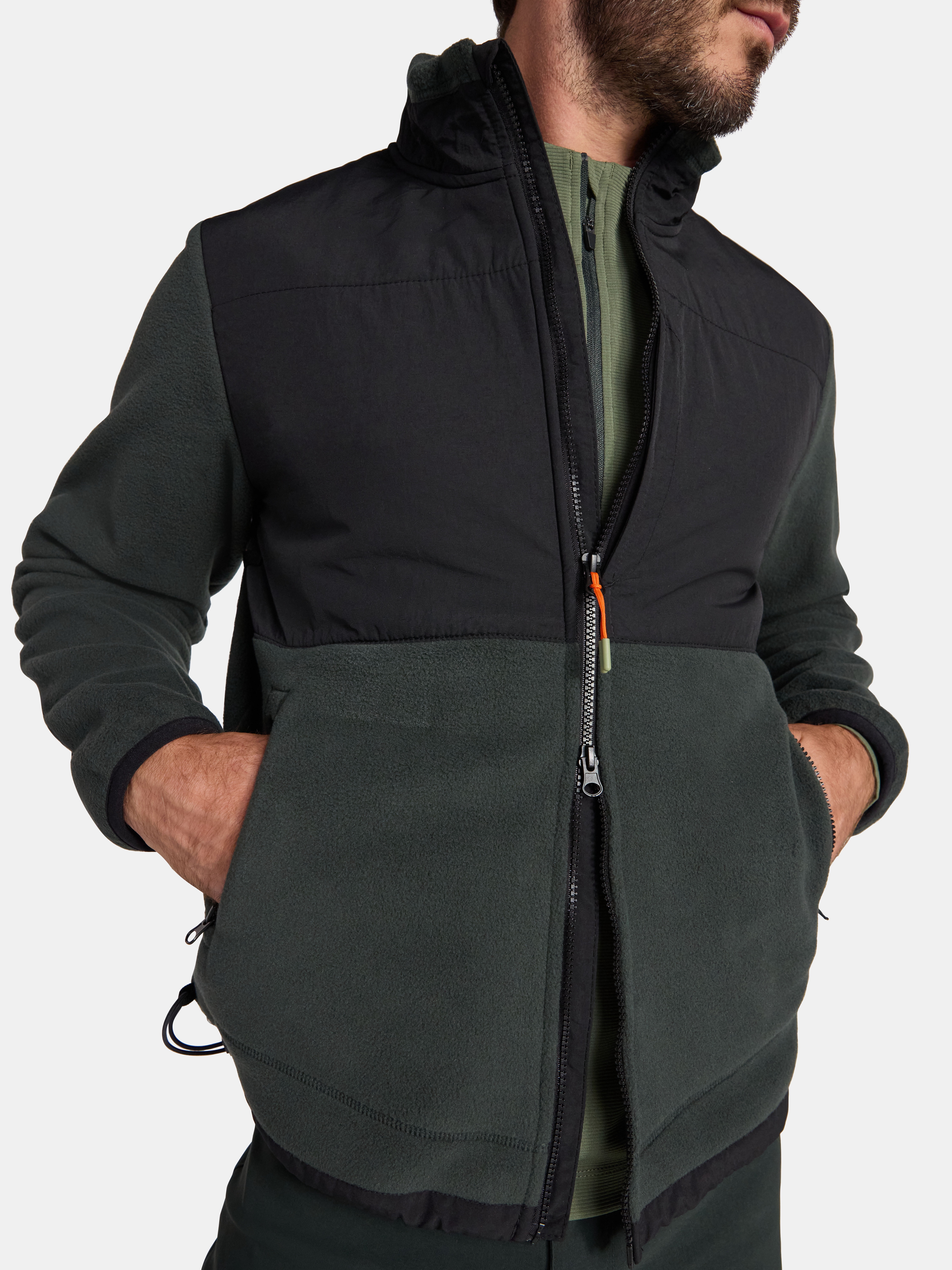 Ozark Trail Men's and Big Men's Mix Media Fleece Jacket, Sizes S-3XL