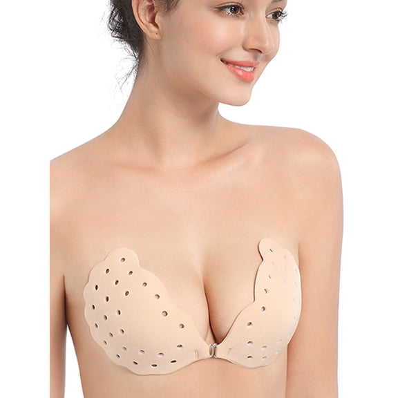 Adhesive Bra Breathable Invisible Sticky Bra for Women Silicone Seamless Push Up Bra