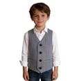 thumbnail image 2 of Vest Boys Grey Vest V-Neck Adjustable Back Strap Graduation Photography Outfit 13-14 Years, 2 of 7