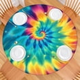 thumbnail image 2 of Colorful Rainbow Tie Dye Spiral Pattern Round Fitted Tablecloth with Elastic Edge,Dining Table Cover Waterproof,Outdoor Round Tablecloth for Camping,Dining,Indoor and Outdoor, 2 of 7