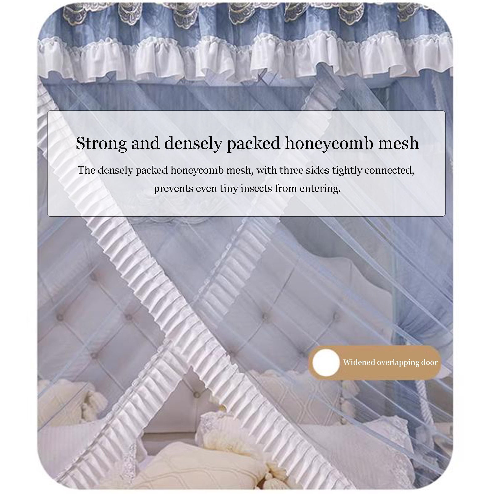Floor Standing Mosquito Net Bed Canopy,4 Corner Post Three-Door Bed Canopy, Cozy Breathable for Girls Adults Bedroom Decoration