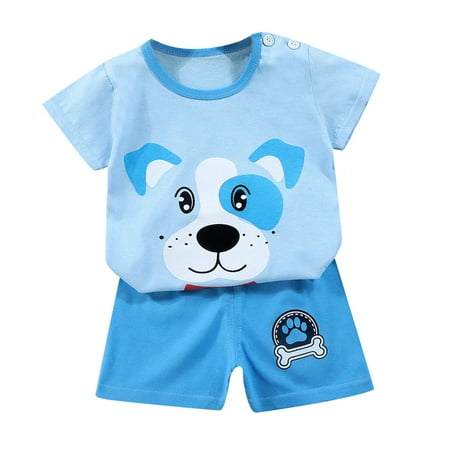 Summer Savings Clearance! Edvintorg 6Months-6Years Toddler Boy Summer Outfits Kids Clothes Girls Fashion Cute Short Sleeve Puppy Print Casual Suit...