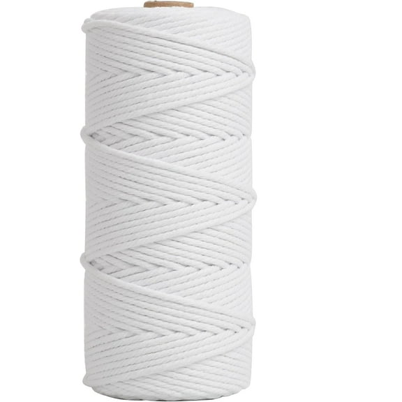 White Macrame Cord 3mm x 109yards, Colored Macrame Rope, Cotton Rope Macrame Yarn, Colorful Cotton Craft Cord for Wall Hanging, Plant Hangers, Crafts, Knitting