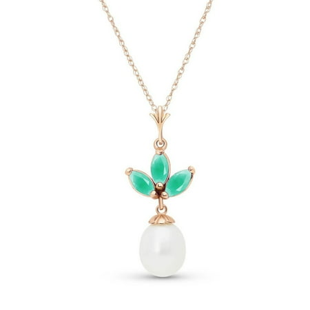 Galaxy Gold 14K Solid Gold 4.75 Carat Natural Emerald Necklace for Women - Rose Gold Fine Jewelry