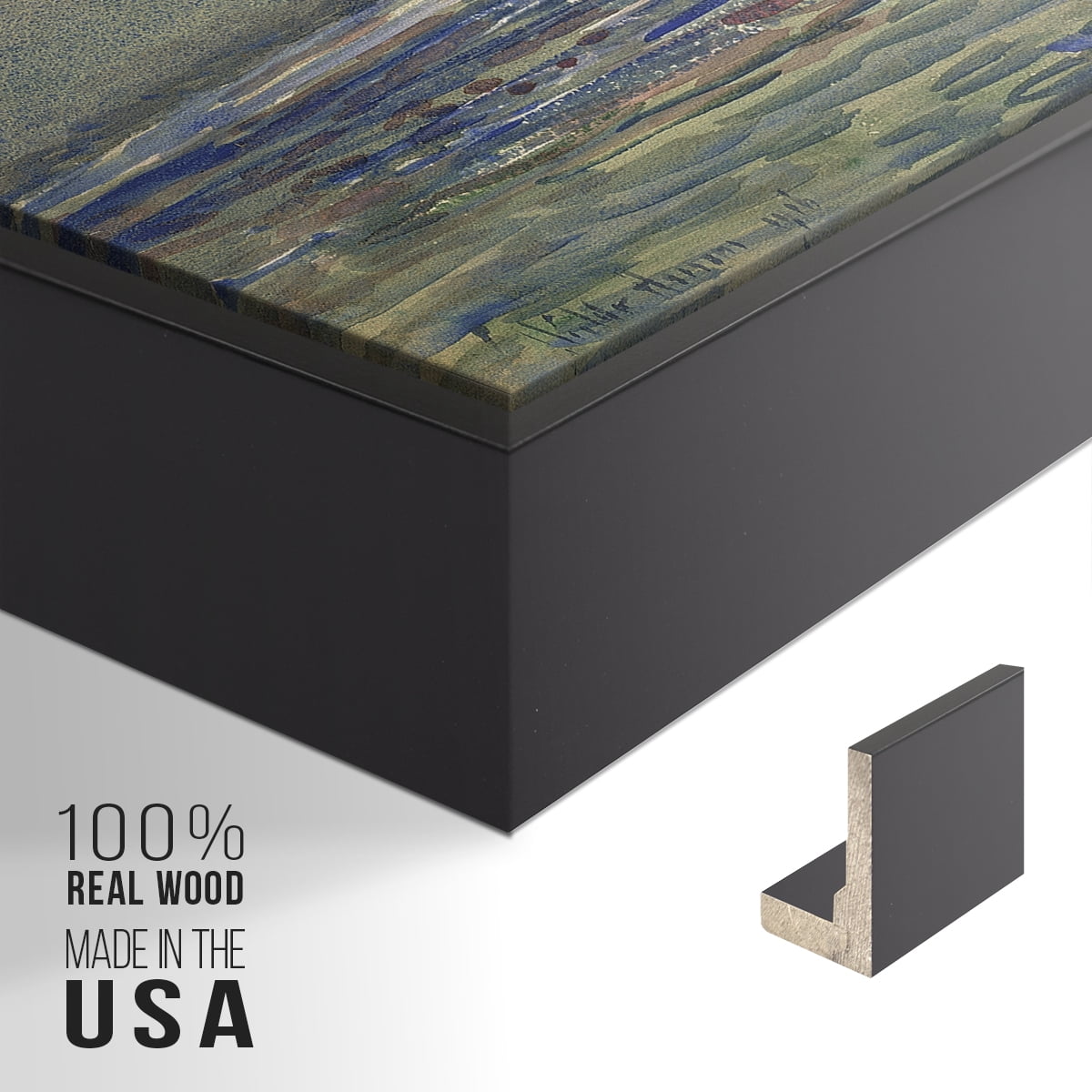 Vintage Landscape-CXXXVI By Wexford Home Framed in Black Wood Gallery Wrapped Canvas 25 in. x 37 in.