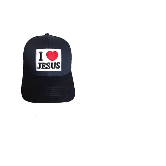 I Love Jesus Christian Baseball Cap Embroidered - Navy Color Uni-Sex Style  -- FREE USA Shipping--(CCap327n)