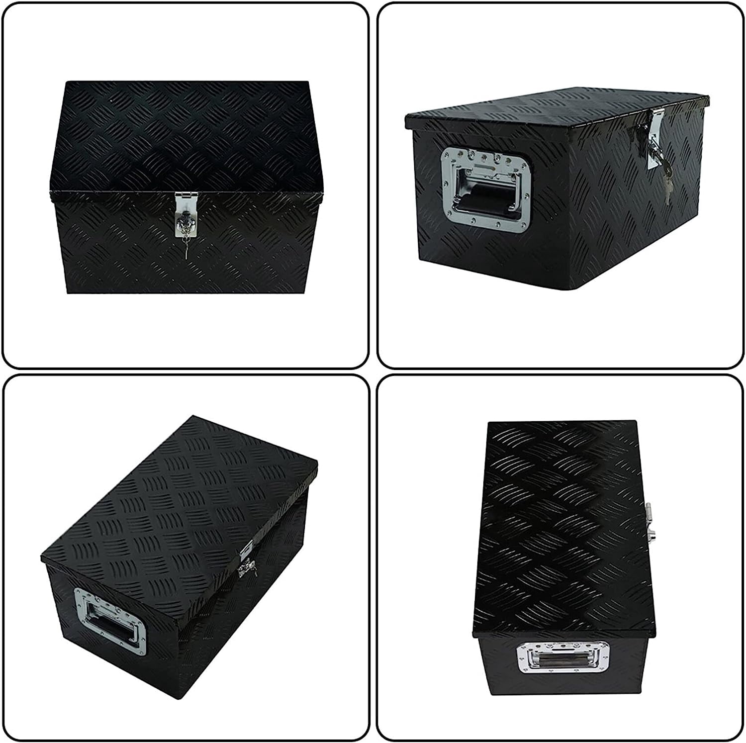 20" x 12" Black Aluminum Tool Box Underbody for Truck Trailer with Side Handle