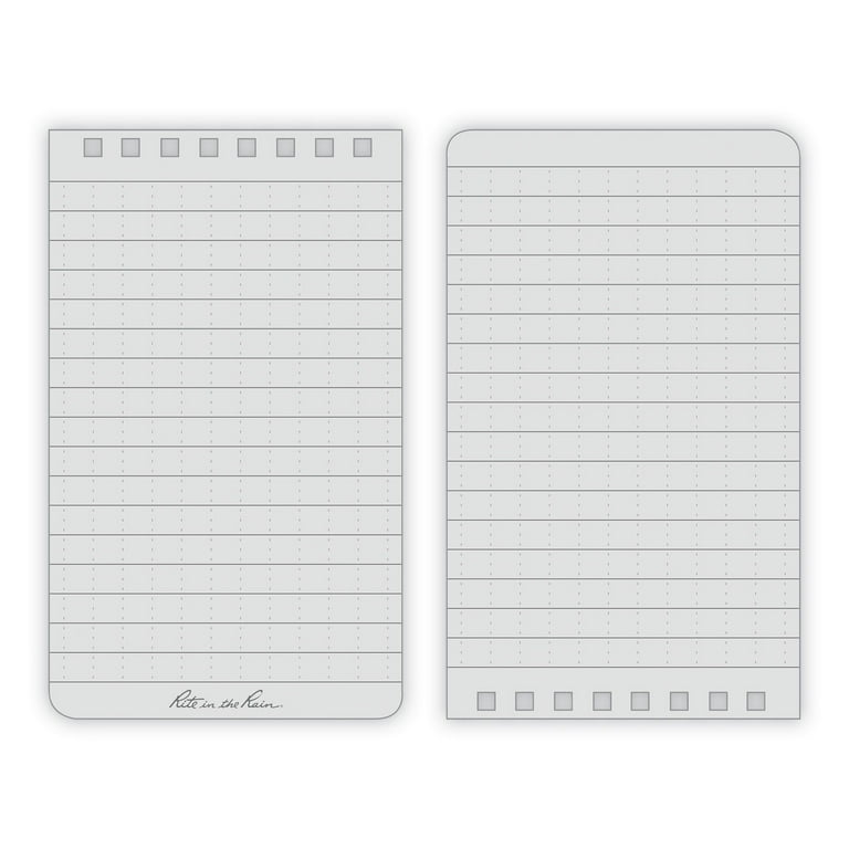 All-Weather Wire-O Notepad, Universal: Narrow Rule and Quadrille Rule, Black Cover, 50 White 4 x 6 Sheets