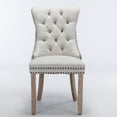thumbnail image 3 of PORKISS Beige Dining Chairs Set of 2, Flax Upholstered Tufted Dining Room Chair with Back Ring and Nailhead Trim, Modern Velvet Chairs with Solid Wood Legs for Kitchen, 3 of 10