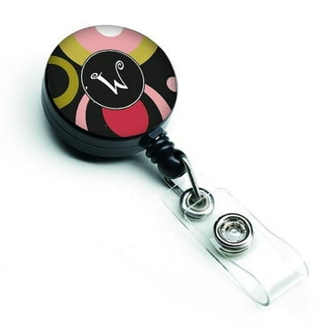 Carolines Treasures AM1001-WBR Letter W Monogram Retro in Black Retractable Badge Reel