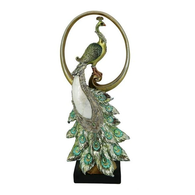 DLusso Designs T4045 Jade Medium Peacock Figurine