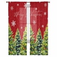 thumbnail image 2 of Red Christmas Semi Sheer Curtains 63 Inch Length 2 Panels Set, Xmas Tree Snowflake Winter Botanical Sheer Kitchen Curtain Privacy Voile Window Curtain for Living Room Bedroom Rod Pocket Drapes, 2 of 7