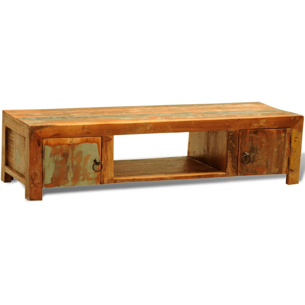 Kepooman Antique-Style Reclaimed Wood TV Stand with 2 Drawers for Living Room, Brown Kepooman Antique-Style Reclaimed Wood TV Stand with 2 Drawers for Living Room, Brown