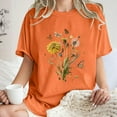 thumbnail image 2 of gbyLJF Women Short Sleeve Tops 2024 Summer Plus Size Printed Drop Shoulder Tee Loose Cotton Crew Neck T Shirts Orange M, 2 of 7