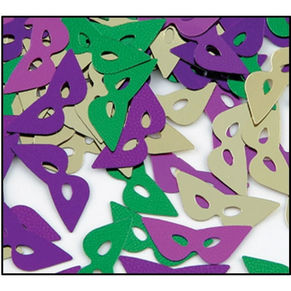 PMU Mardi Gras Party Supplies and Decorations - Masks Confetti Gold, Green, Purple (1/2 oz Per Pack) 12 Packs