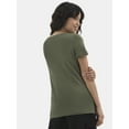 thumbnail image 3 of Time and Tru Women's Cotton V-Neck Tee with Short Sleeves, Sizes XS-XXXL, 3 of 4
