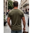thumbnail image 4 of Mens Henley Shirts Short Sleeve Cotton Blend Slim Fit T-Shirts Breathable Moisture Wicking Athletic Casual Workout Tee, 4 of 7