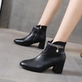 thumbnail image 4 of Wavsuf Womens Shoes with Zipper with Fuzz Short Ankle-High Round Toe Black Boots Size 38, 4 of 9