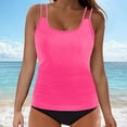 thumbnail image 2 of AHTJRT Two Pieces Tankini Swimsuit for Women Tummy Control Bathing Suit Scoop Neck Sporty Tank Tops and Thong Summer Beach Swimwear Hot Pink XL, 2 of 7