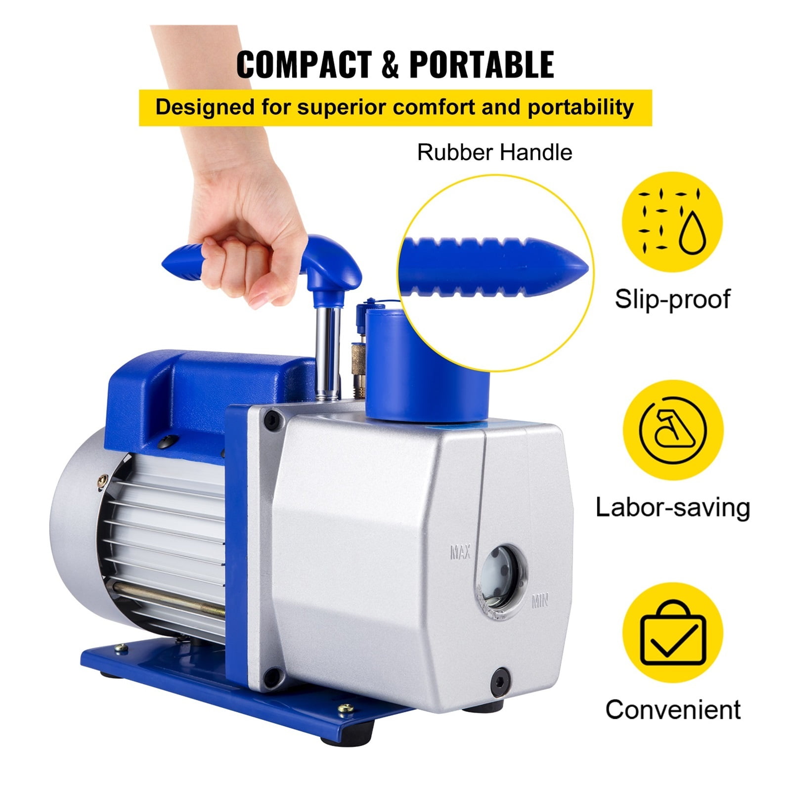 Refrigerant Vacuum Pump 6CFM-10CFM Double Stage HVAC For Household Air Conditioning Cleaning Auto Repair Vacuum Packaging ,Outstanding Oil Inlet System